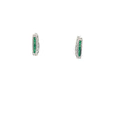 14k White Gold .65ct Tsavorite Princess Cut/ .35ct G VS1 Round Diamond Huggies Earrings